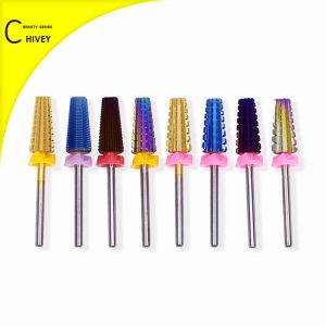 Ceramic diamond electric rotary burr manicure gold bit set 3-way carbide nail drill filing bits